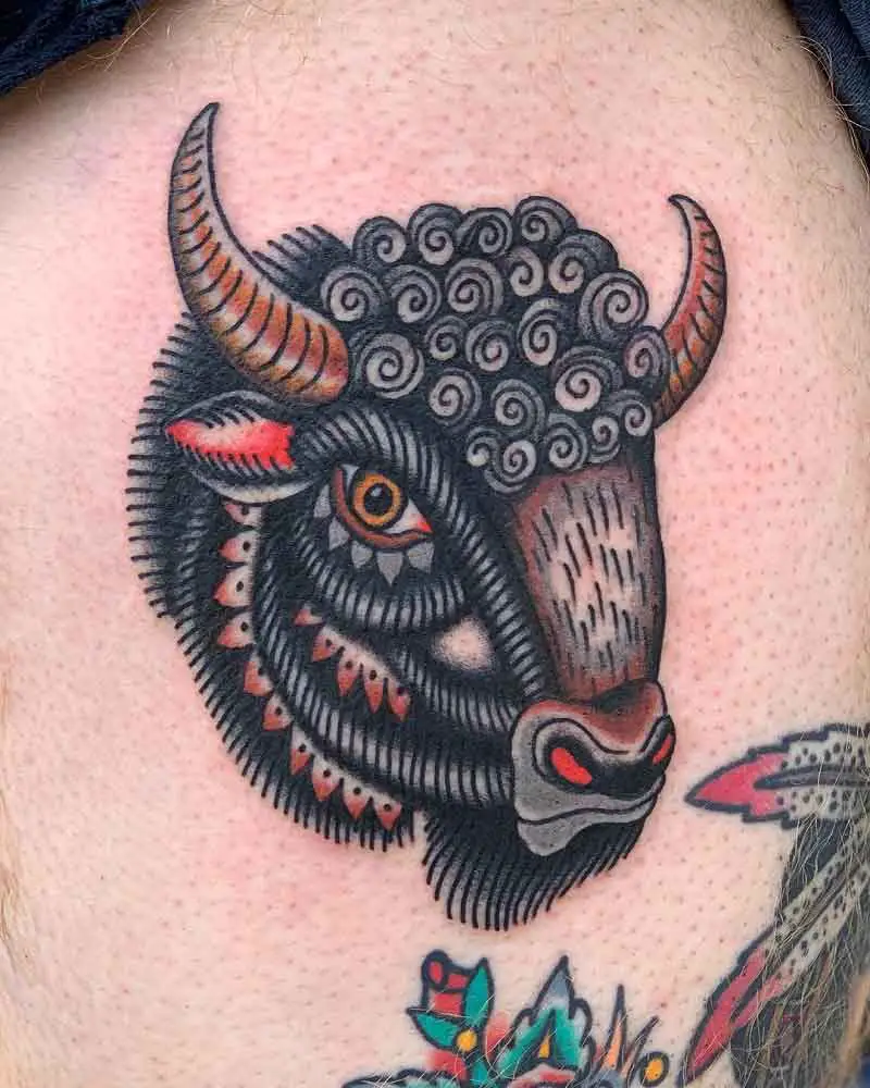 Traditional Bison Tattoo 2