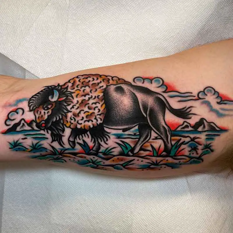 Traditional Bison Tattoo 3