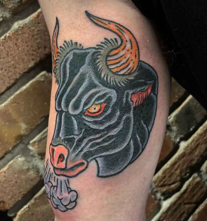 bull tattoo traditional hypertraditional brokenarttat  Flickr