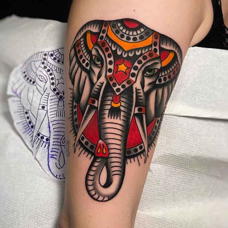 Traditional Elephant Tattoo 1