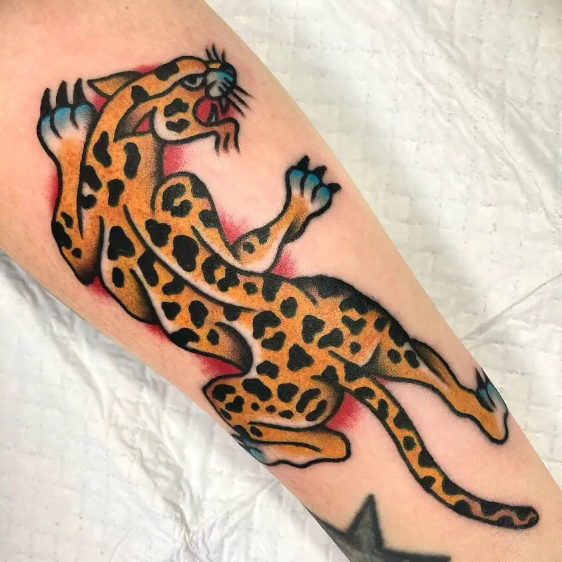 Olde Line Tattoo Gallery  Traditional leopard tattoo by davekruseman done  at oldelinetattoo WEST recently Thanks Jim oldelinewest oldelinetattoo  solanabeach sandiegotattoo leopardtattoo traditionaltattoo  Facebook