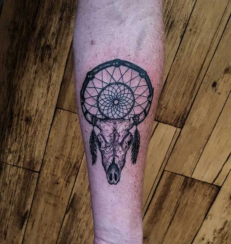 bull-skull-dream-catcher-tattoo-1