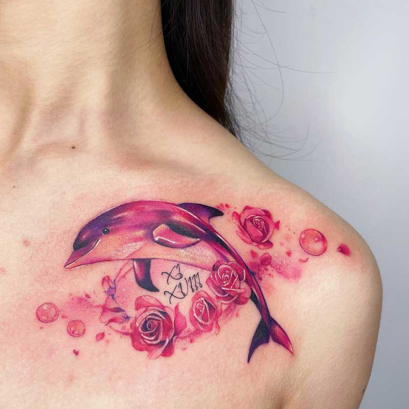 dolphin-rose-tattoo-2
