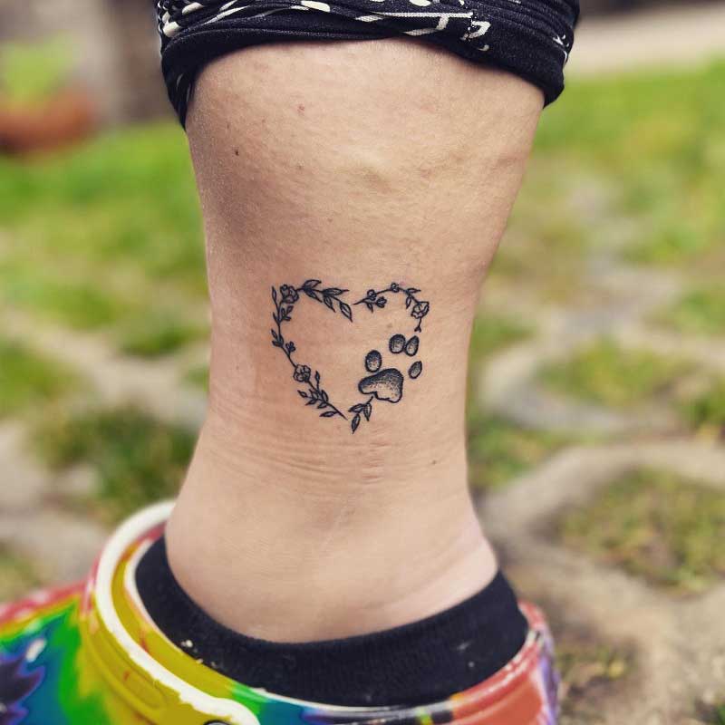 Paw Print Tattoo with Flowers  Flower tattoos Tattoos Tattoos and  piercings