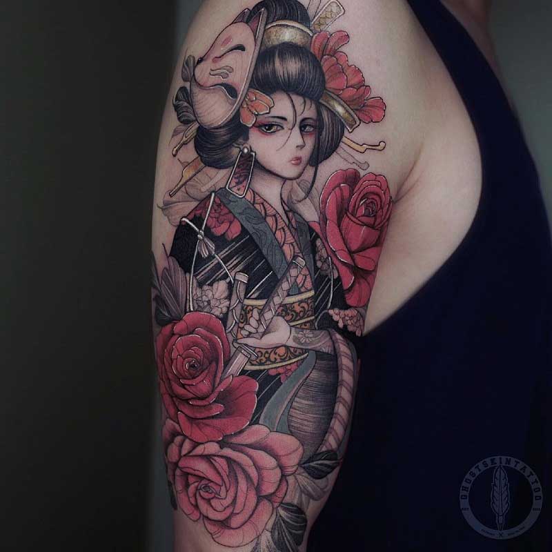 geisha-flowers-tattoo-2