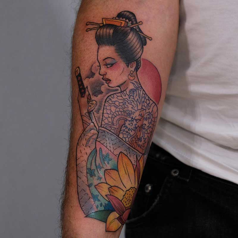 modern geisha tattoo