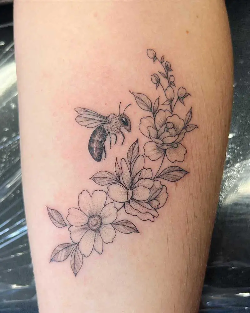 honey-bee-flower-tattoo-2