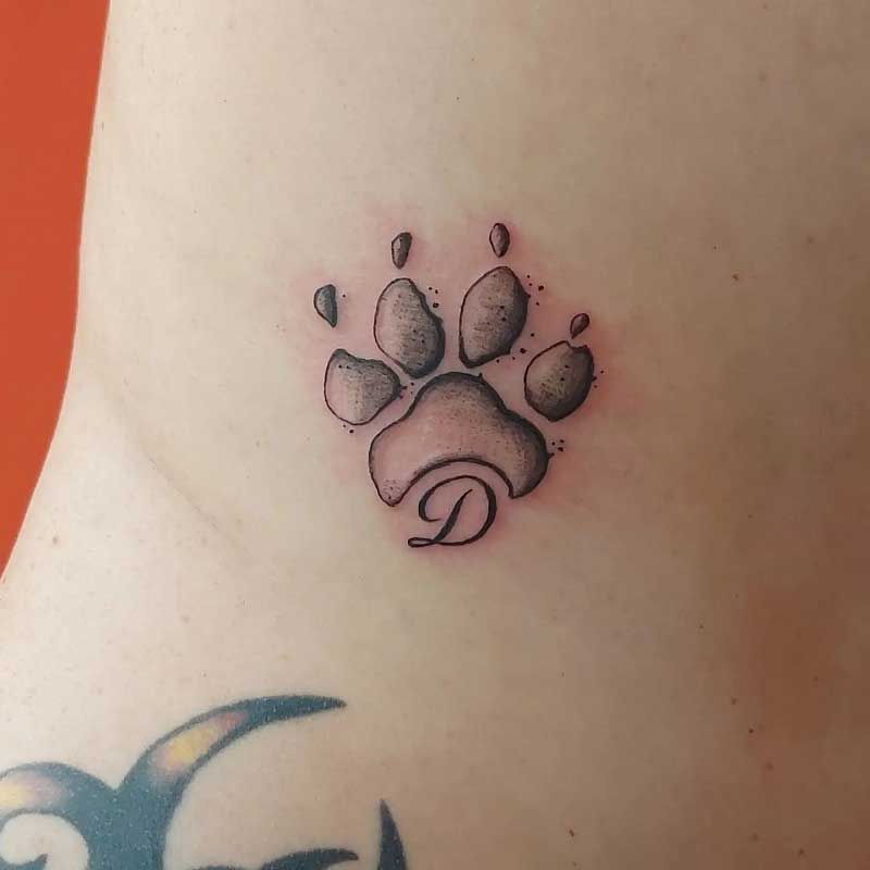 Dog Paw Print Tattoo With Initial Photos