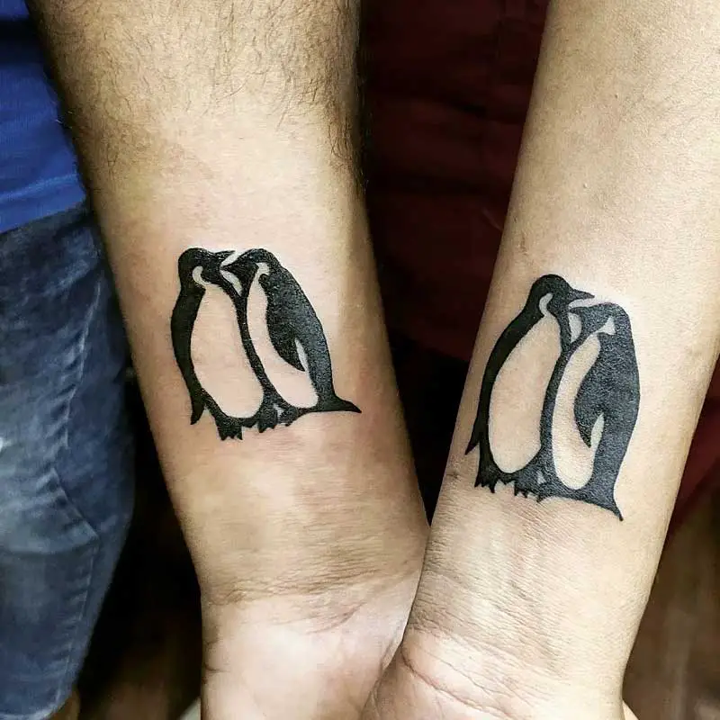 Penguin Mom  Baby  Watercolor Tattoo