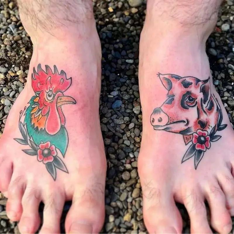 pig-rooster-tattoo-3