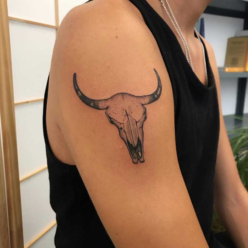 Longhorn Skull Tattoo  Bull HD Png Download  kindpng