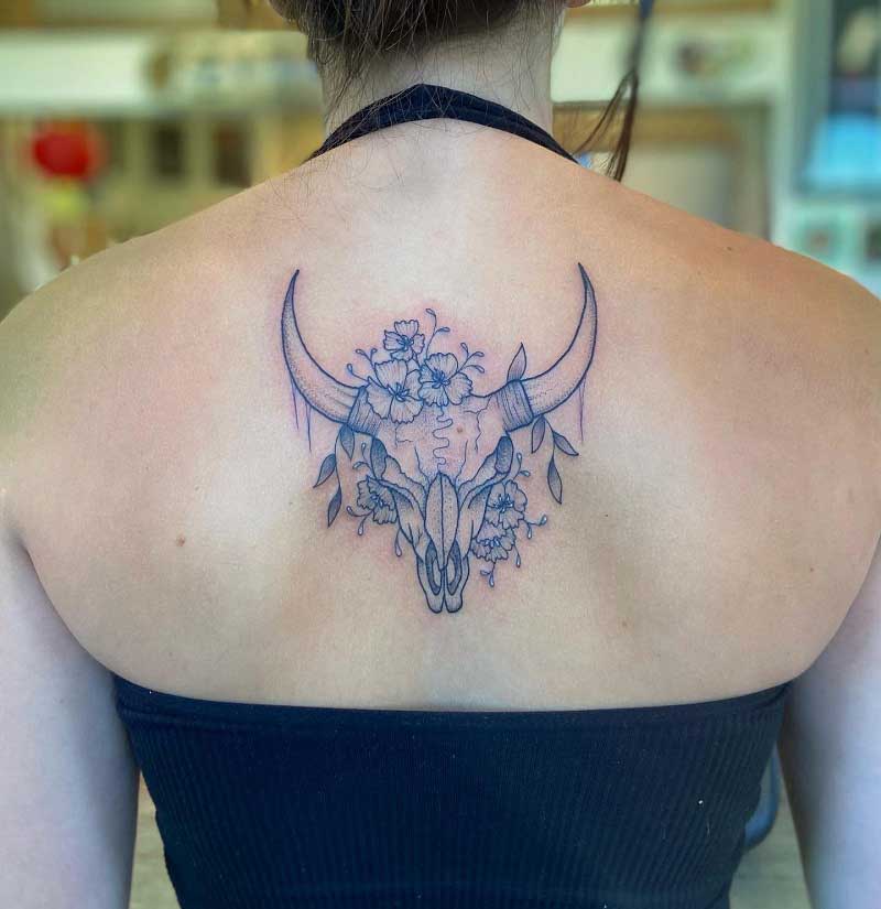 western-bull-skull-tattoo-1