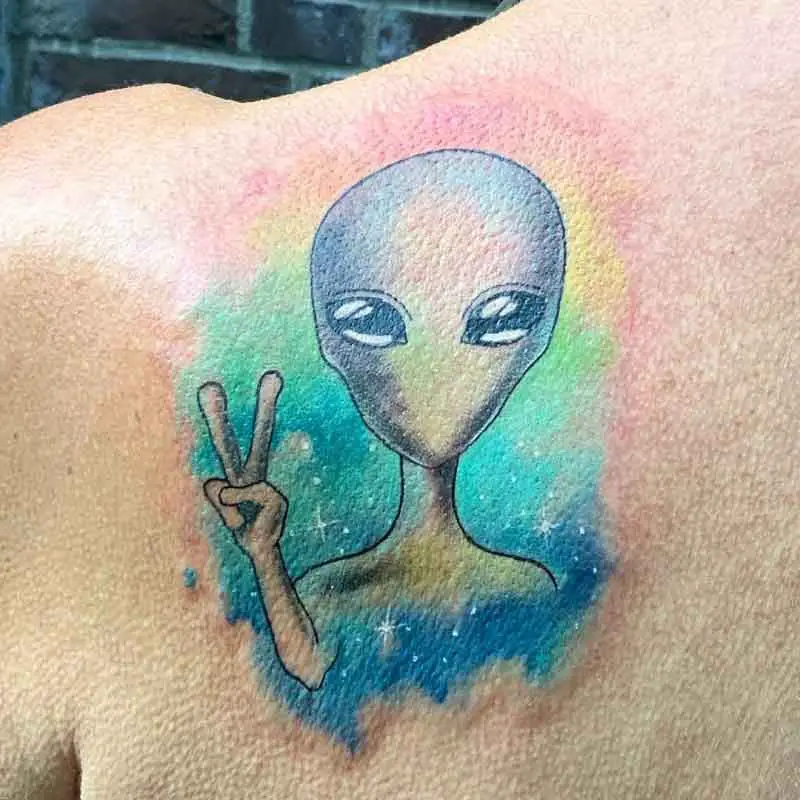 Alien Peace Tattoo 1