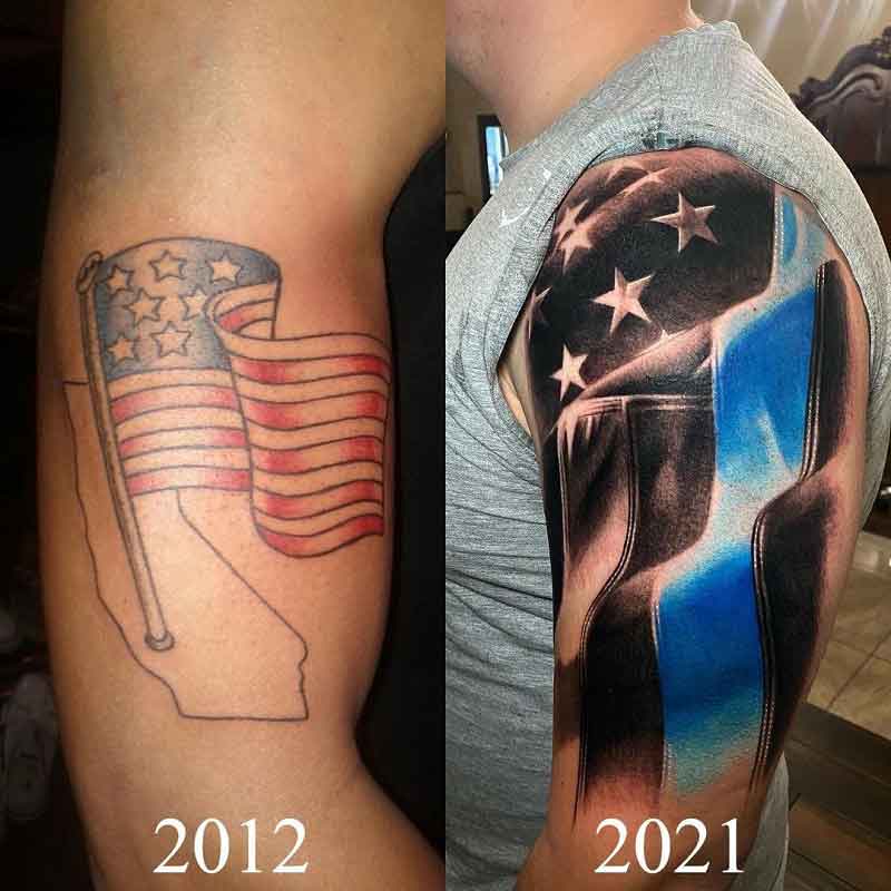 American Flag Cover Up Tattoo 1