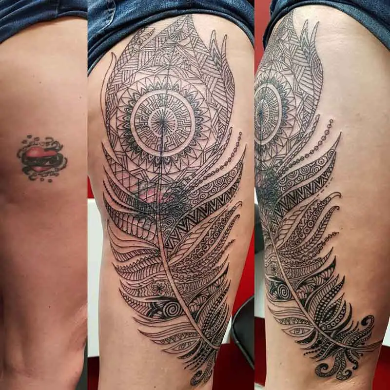 Feather Cover Up Tattoo 2
