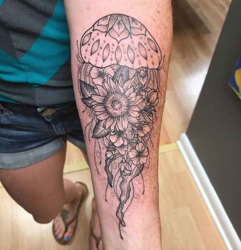Floral Jellyfish Tattoo 2