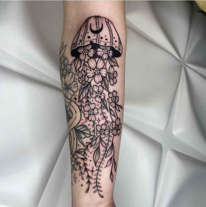 Floral Jellyfish Tattoo 3