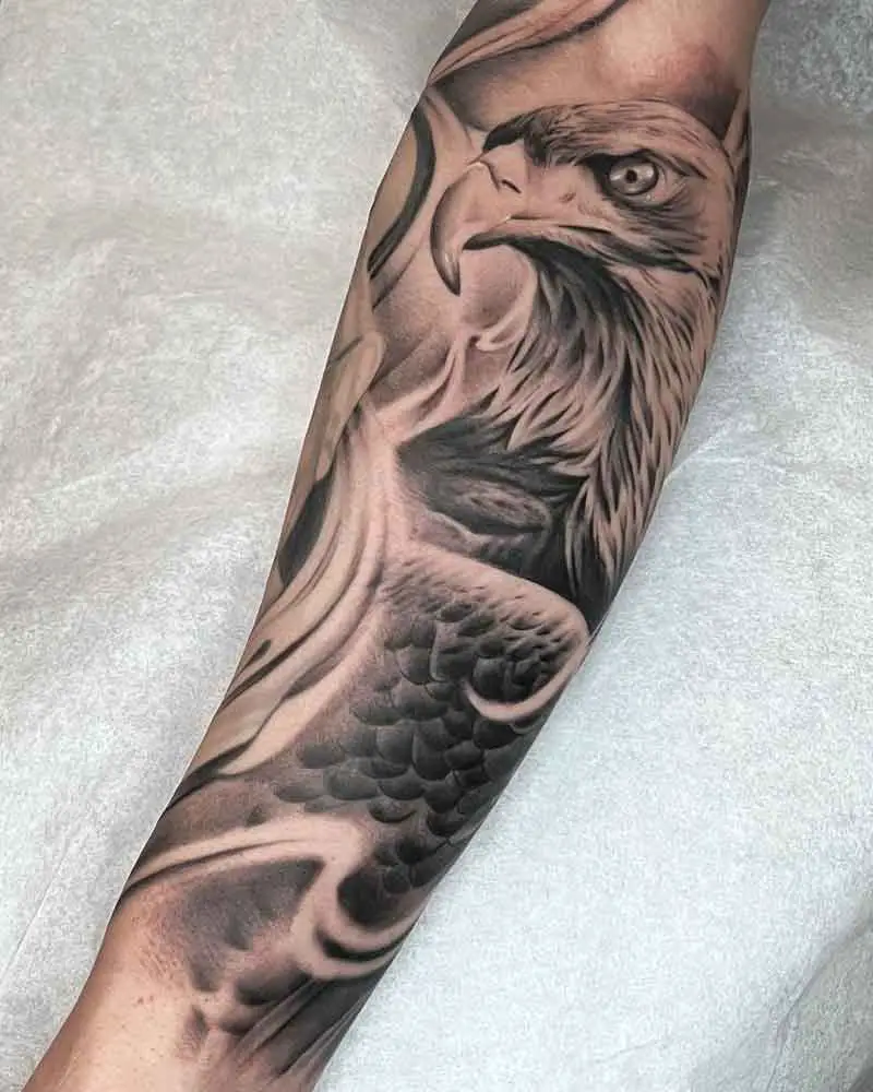 hawk sleeve tattoo