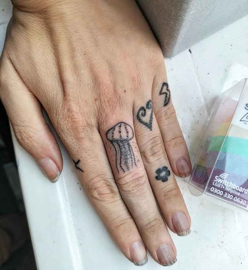 Jellyfish Finger Tattoo 2