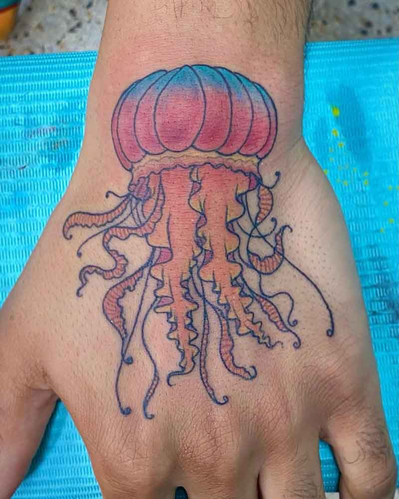 Jellyfish Hand Tattoo 2