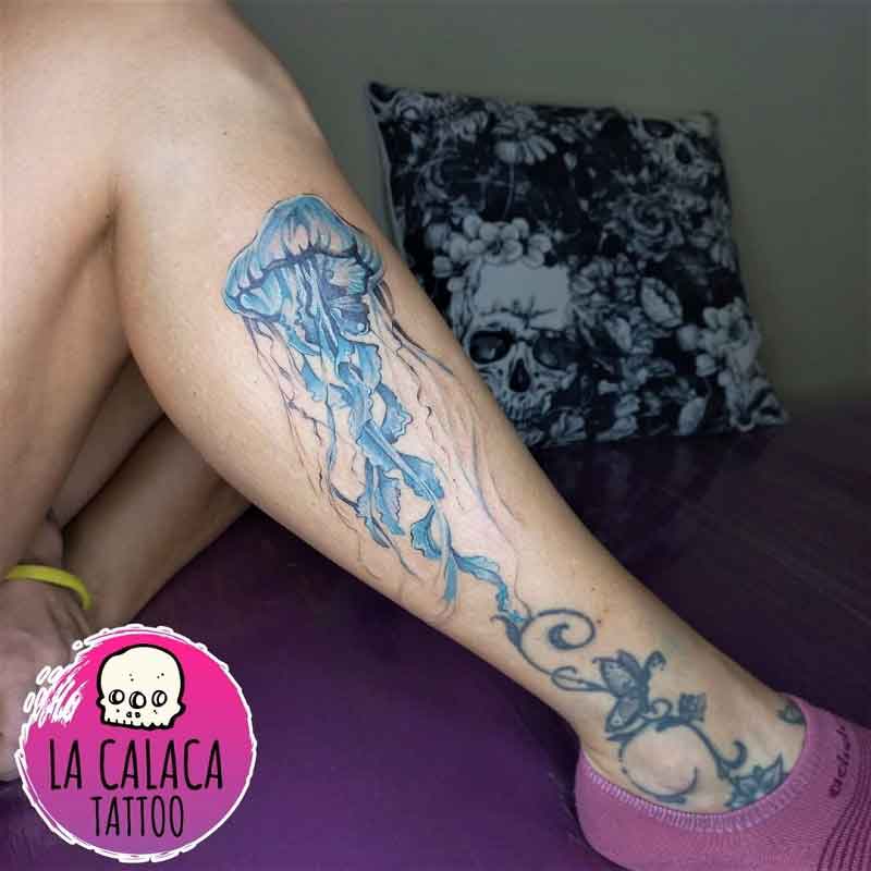 Jellyfish Leg Tattoo 1