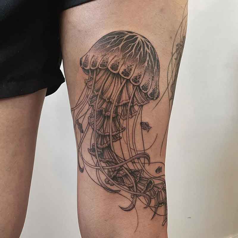 Jellyfish Thigh Tattoo 3