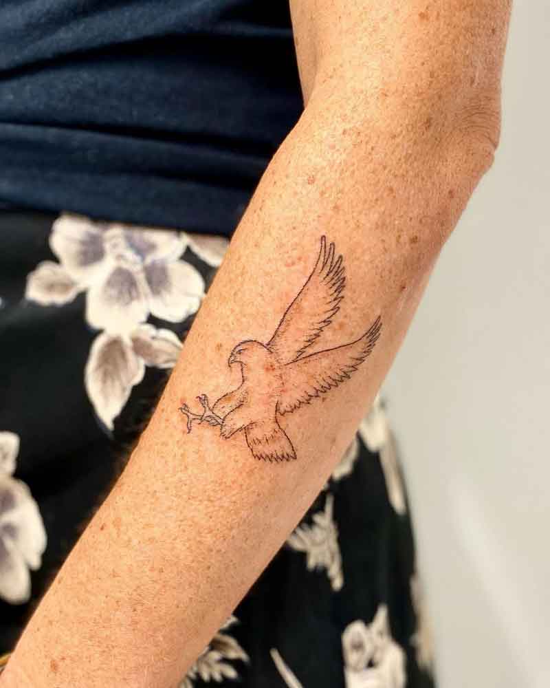 Minimalist Hawk Tattoo 3