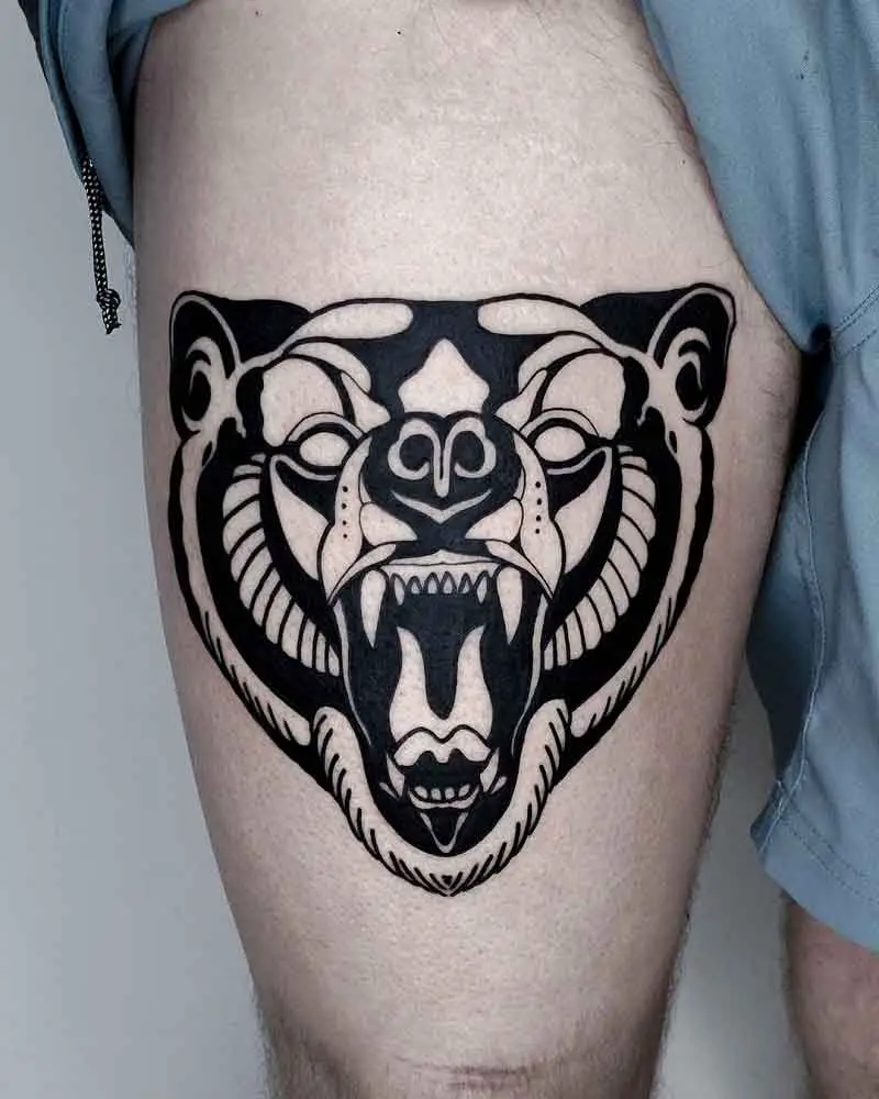 Negative Space Bear Tattoo 1