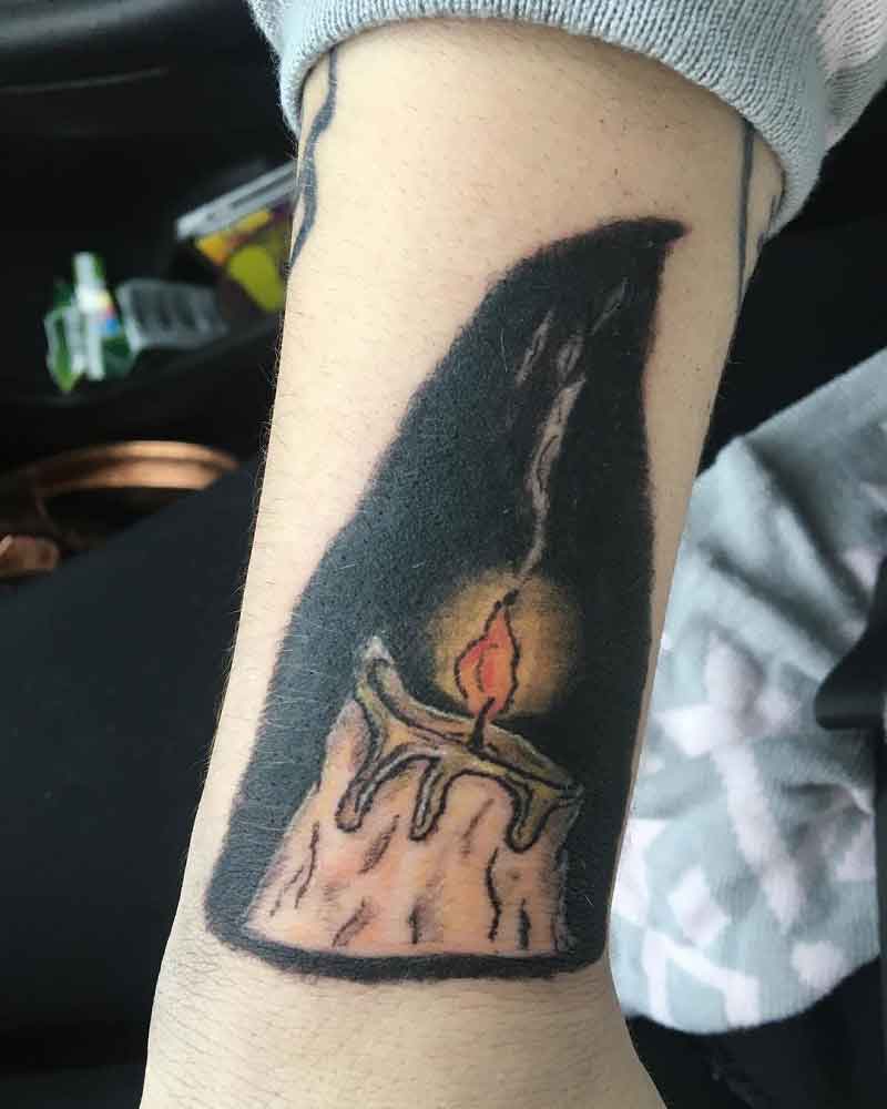 Negative Space Candle Tattoo 3