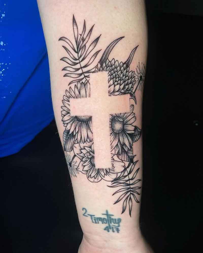 Negative Space Cross Tattoos 3