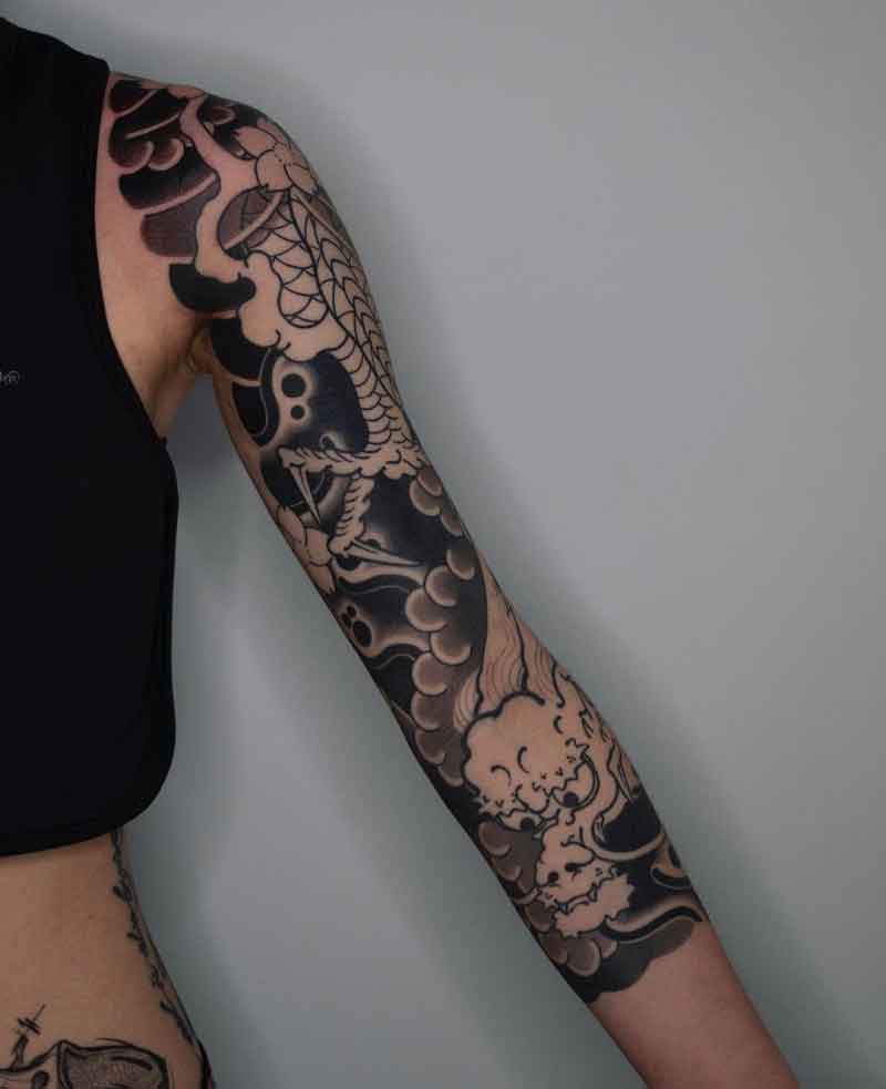 Negative Space Dragon Tattoo 1