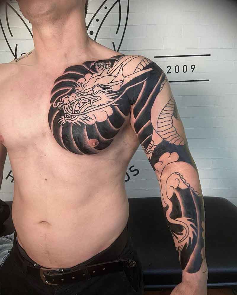 Negative Space Dragon Tattoo 3