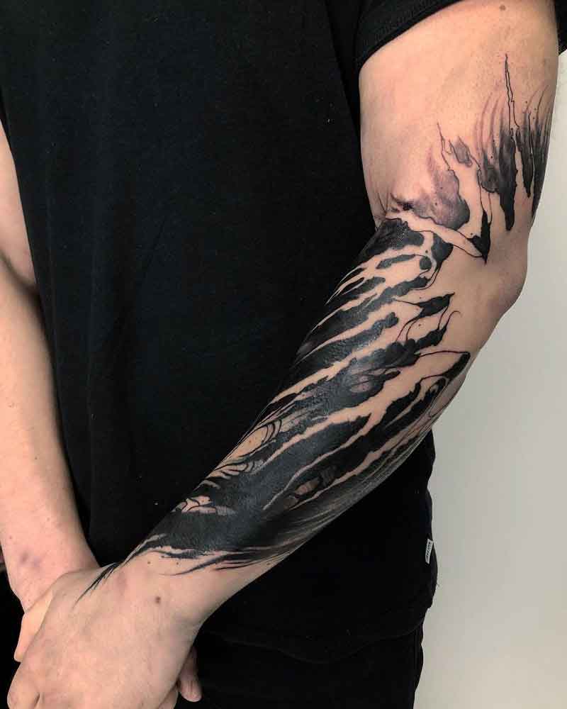 Negative Space Elbow Tattoos 3