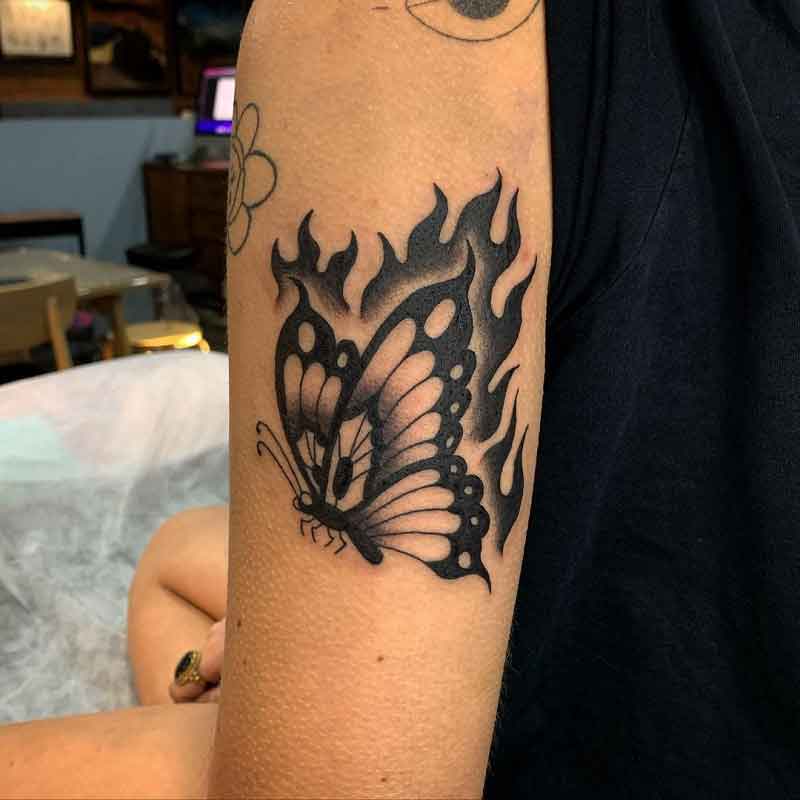 Negative Space Flame Tattoo 2