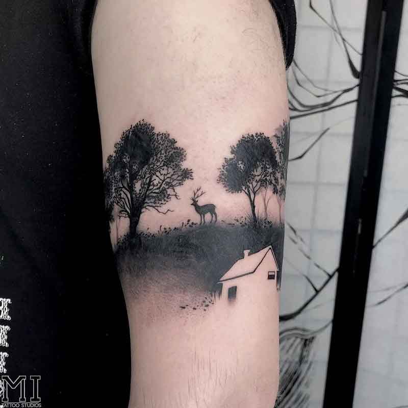 Negative Space Forest Tattoo 1