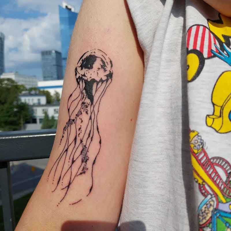 Negative Space Jellyfish Tattoo 1