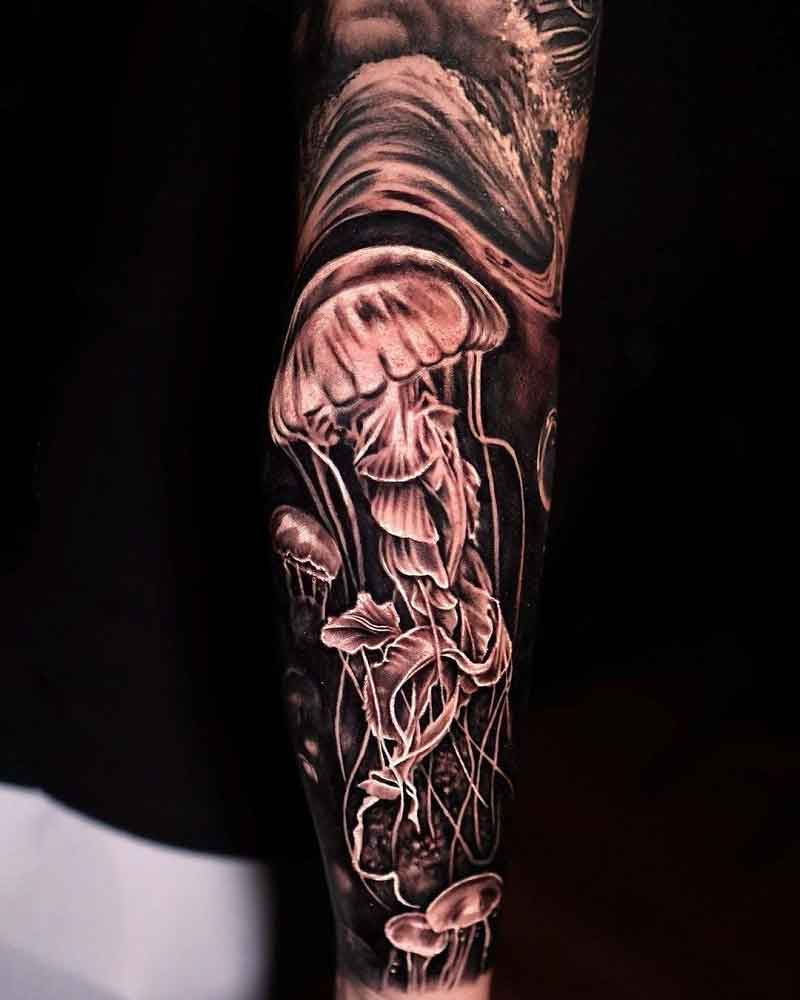 Negative Space Jellyfish Tattoo 3