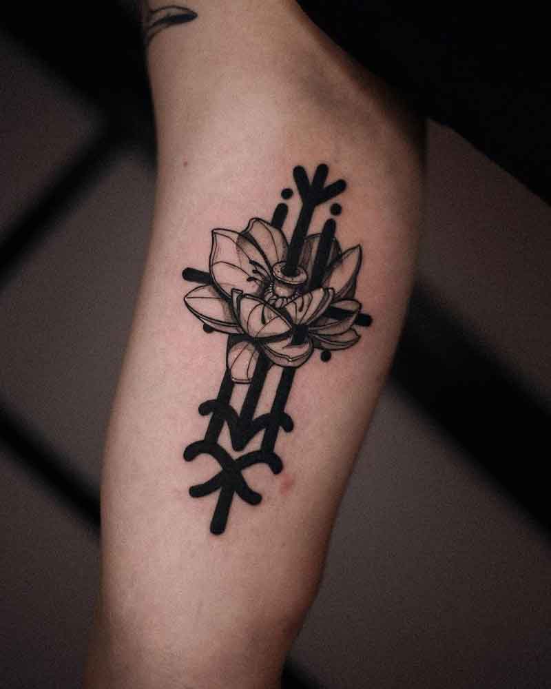 Negative Space Lotus Tattoo 3