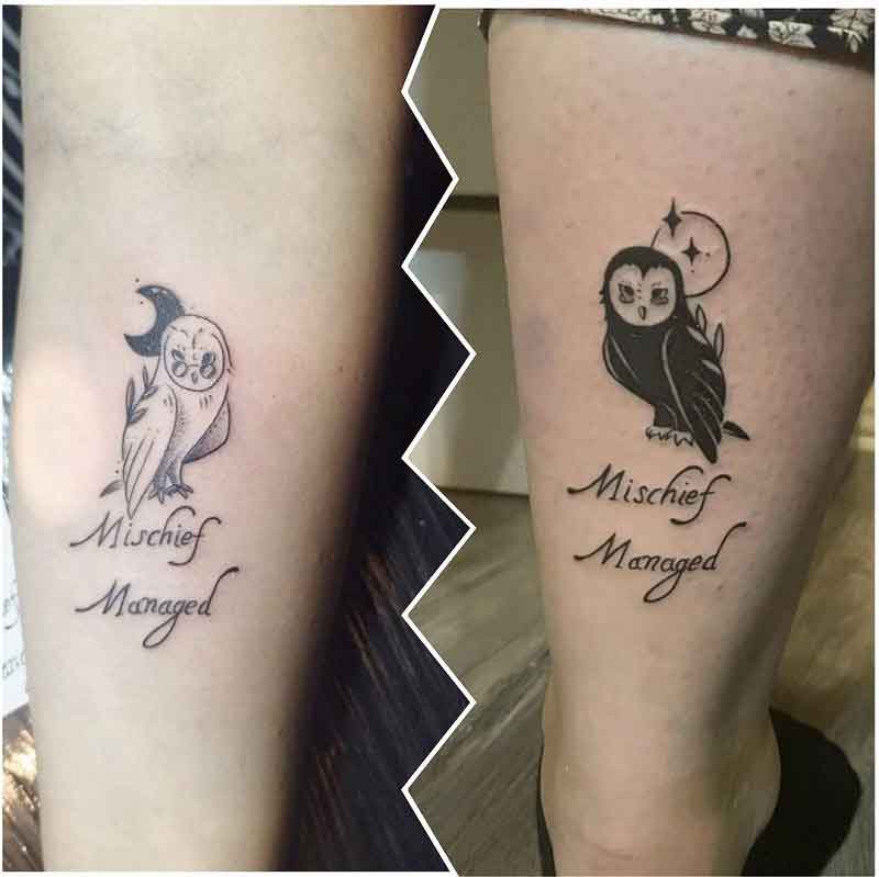 Negative Space Owl Tattoo 1