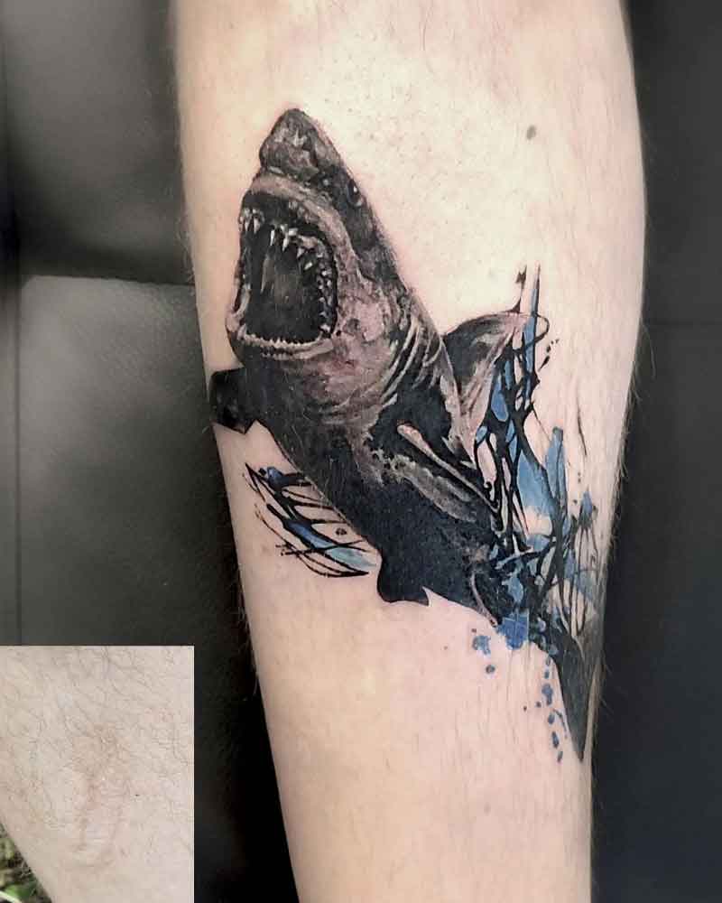 Negative Space Shark Tattoo 2