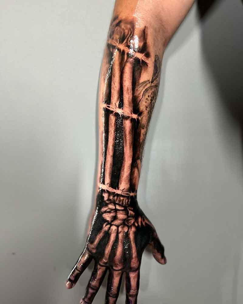 Negative Space Skeleton Hand Tattoo 2