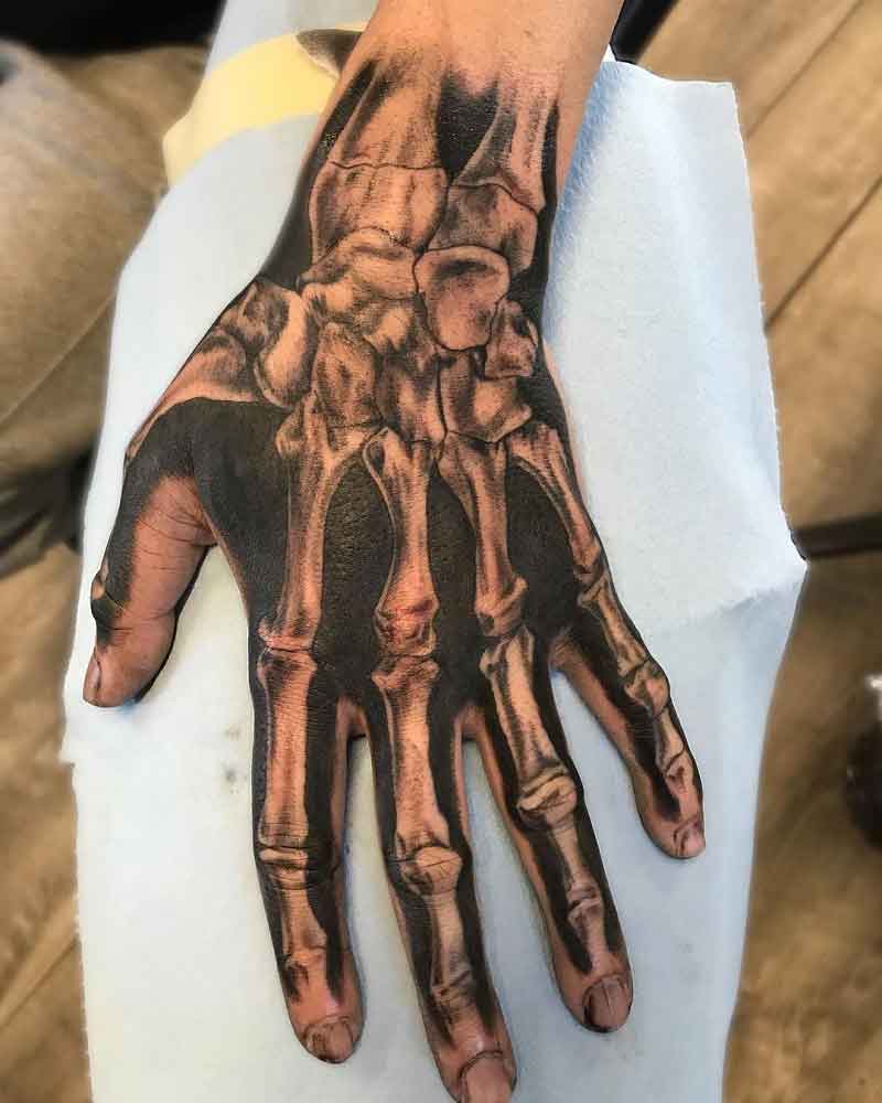 Negative Space Skeleton Hand Tattoo 3