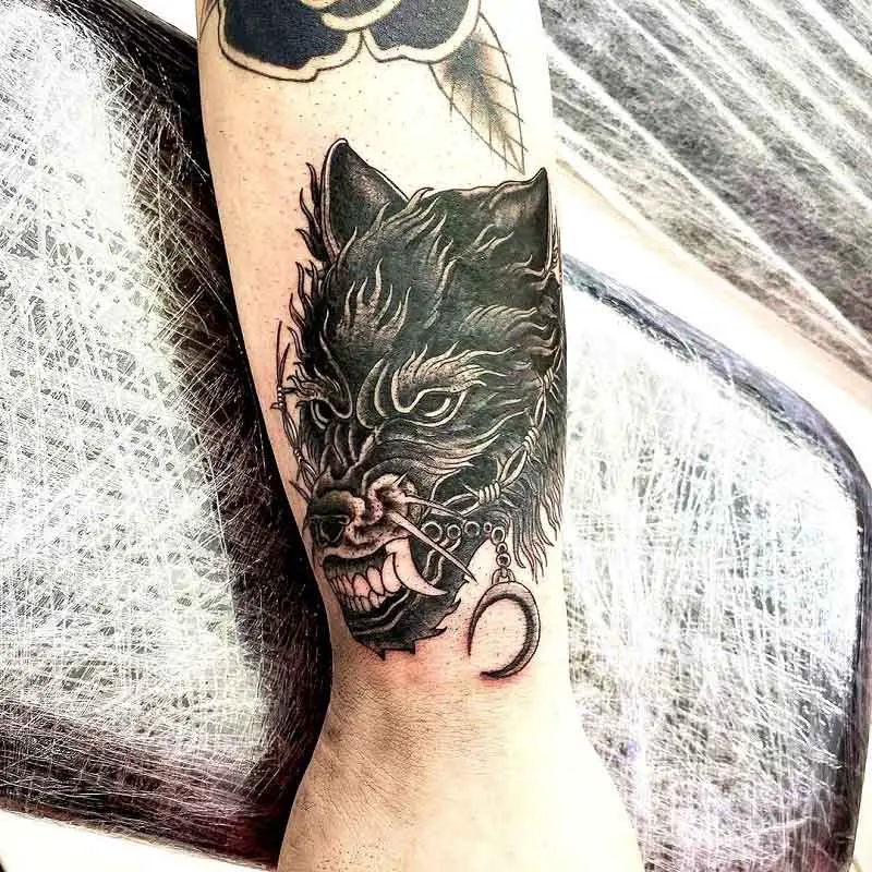 Negative Space Wolf Tattoo 1