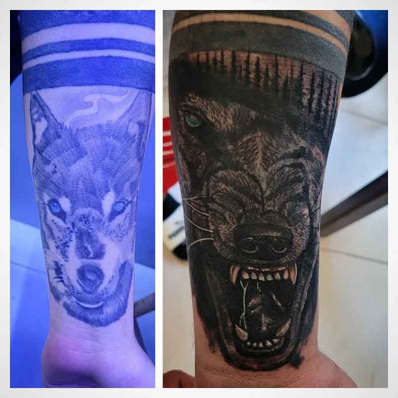 Wolf Cover Up Tattoo 1