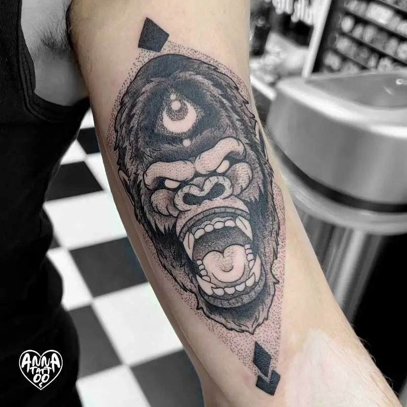 Go Ape S With These 10 Angry Gorilla Tattoos  Tattoodo