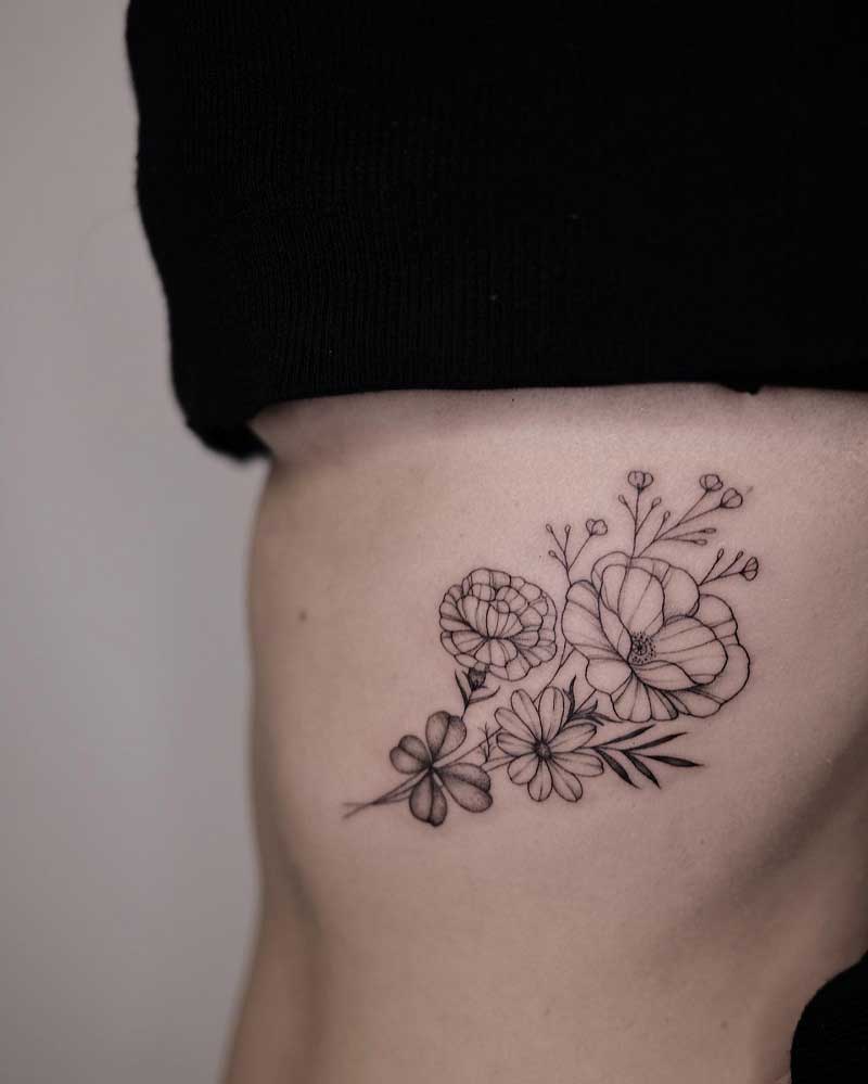 carnation-marigold-poppy-flowers-tattoo-2