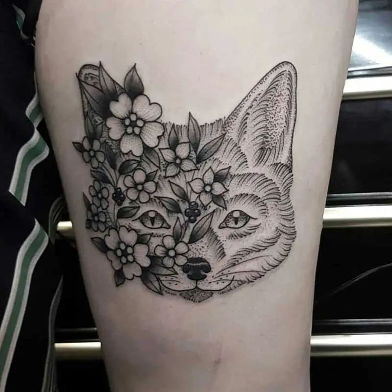 floral-fox-tattoo-1