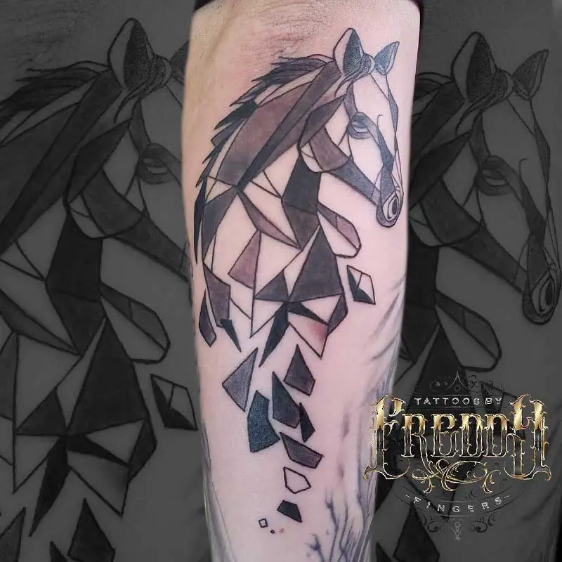 Tattoo uploaded by Lisa Petersen  Emerging horse tattoo horse geometric  pointilism ResulOdabas  Tattoodo
