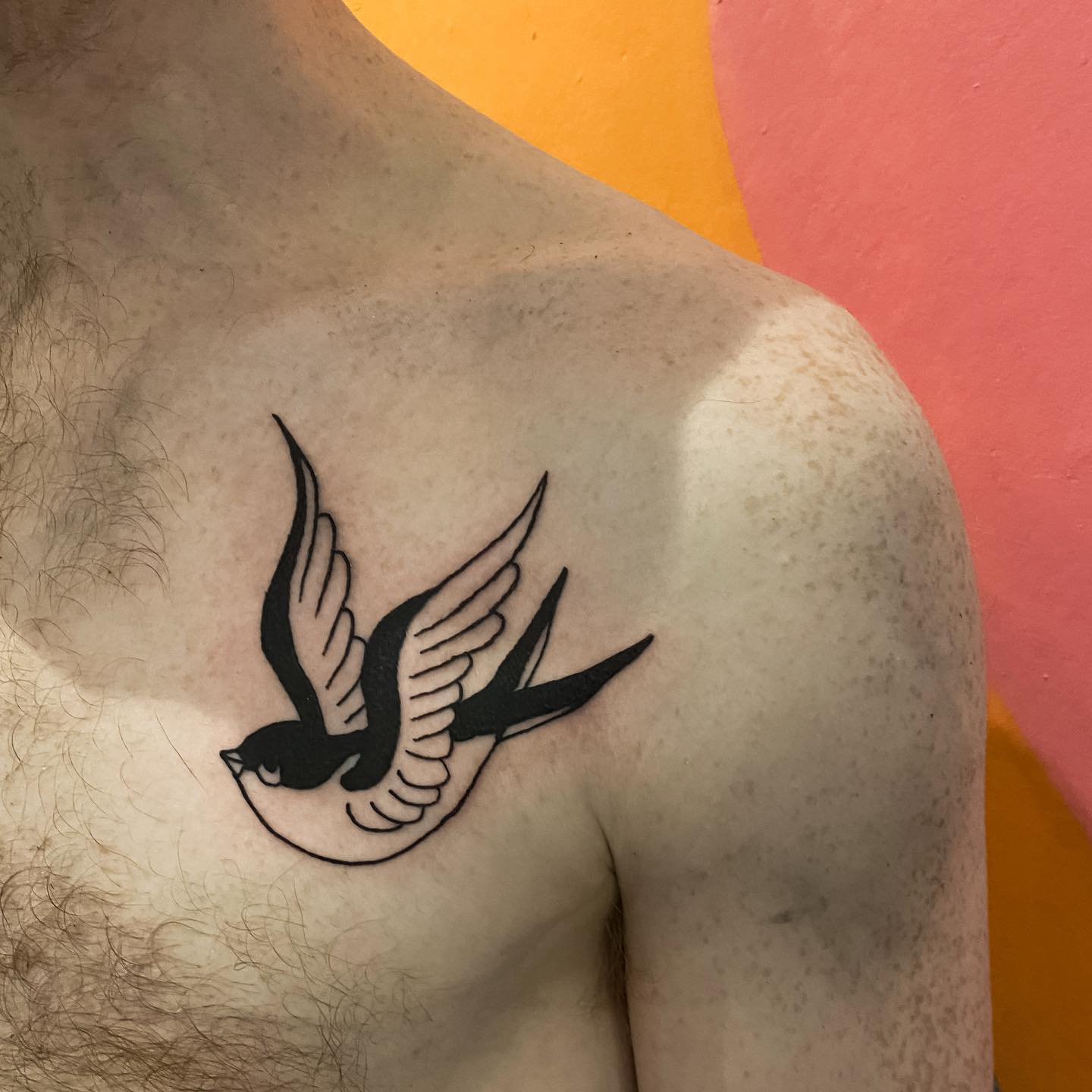 sparrow chest tattoo 3