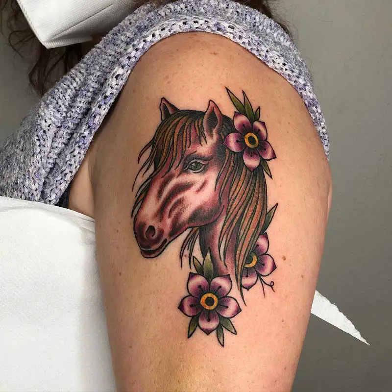 traditional horse skull tattoo